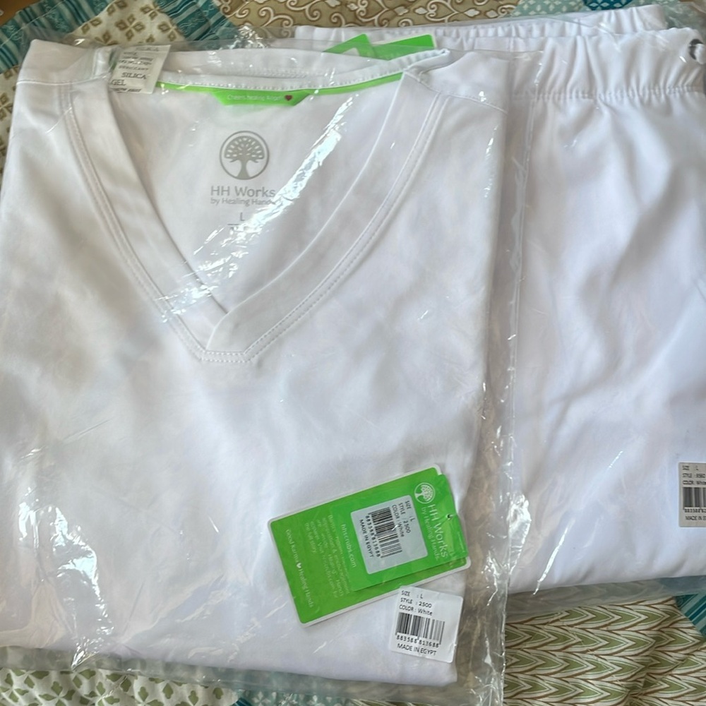 Healing hands, white scrubs